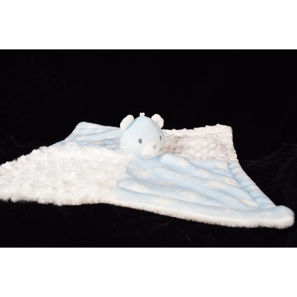 Baby Essentials Lovey Plush Blue Bear Blanket 4-Square Pattern Blue & White - Picture 8 of 14